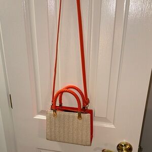 Stylish Orange and Cream Women's Handbag